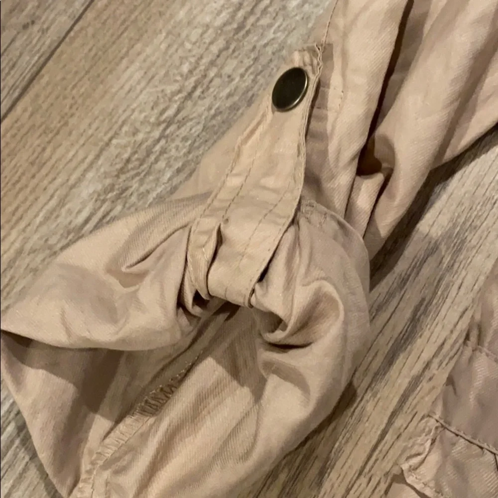 Tan Ruffle Trim Drawstring Jacket - Picture 3 of 5